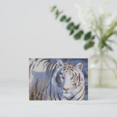 Mooie witte tijger met kristalblauwe ogen visitekaartje (Staand voorkant)