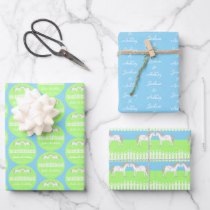 Mooie Witte Trouwpaarden Op Maat Inpakpapier Vel