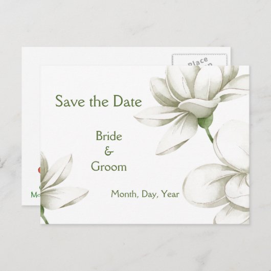 Mooie witte tuinventilator bespaart de datum aankondigingskaart (Voorkant / Achterkant)