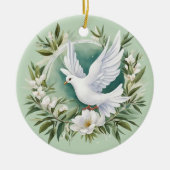 Mooie witte vredesduif keramisch ornament (Voorkant)