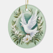 Mooie witte vredesduif keramisch ornament (Links)