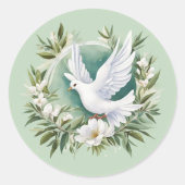 Mooie witte vredesduif ronde sticker (Voorkant)
