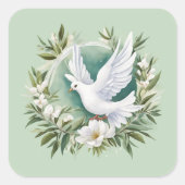 Mooie witte vredesduif vierkante sticker (Voorkant)