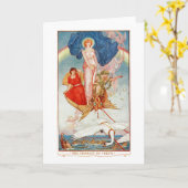 Mooie witte wagen van Freya Rainbow Goddess Kaart (Gele Bloem)