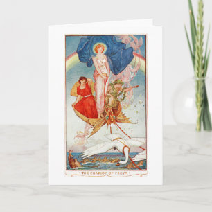 Mooie witte wagen van Freya Rainbow Goddess Kaart