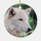 Mooie witte wolf keramisch ornament (Achterkant)