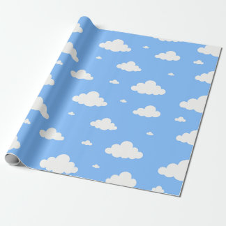 Mooie witte wolken patroon luchtblauw naadloos inp cadeaupapier
