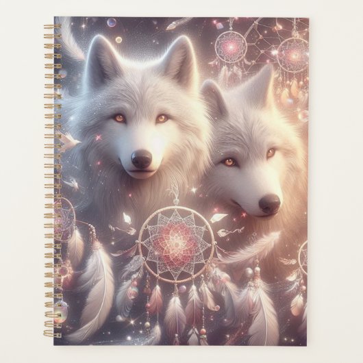 Mooie Witte Wolven en Dreamcatchers Planner (Voorkant)