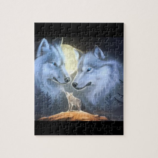 mooie witte wolven puzzel (Verticaal)