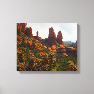 Mooie woestijn scène van Sedona rode rotsen Canvas Afdruk