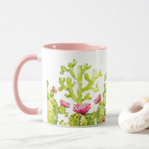 Mooie woestijncactus met roze bloem koffiemok mok