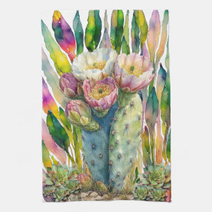 Mooie woestijncactus vetplanten keukenhanddoek