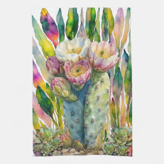 Mooie woestijncactus vetplanten keukenhanddoek