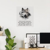 Mooie Wolf hoofd en gedicht Poster (Thuiskantoor)