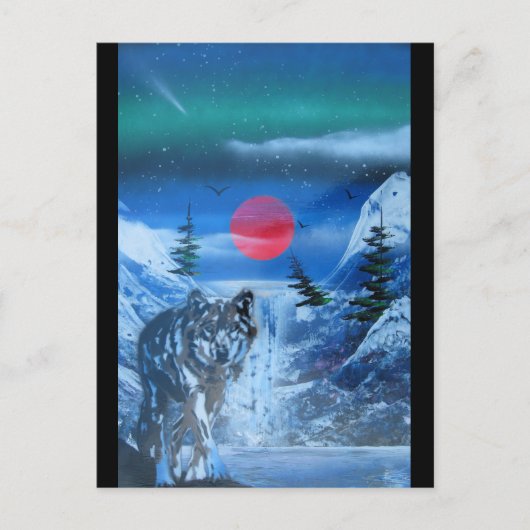 Mooie wolf in zonsondergang briefkaart (Voorkant)