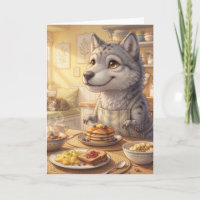 Mooie wolf ontbijt wenskaart
