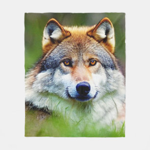 Mooie wolfkop schilderen fleece deken