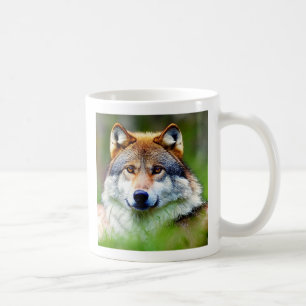 Mooie wolfkop schilderen koffiemok