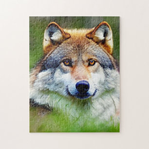 Mooie wolfkop schilderen legpuzzel