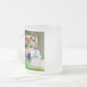 Mooie wolfkop schilderen matglas koffiemok (Voorkant links)