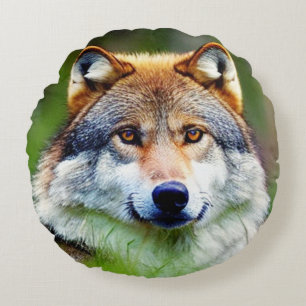 Mooie wolfkop schilderen rond kussen