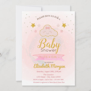 Mooie wolk, Sterren Het is een meisje Baby Shower Kaart