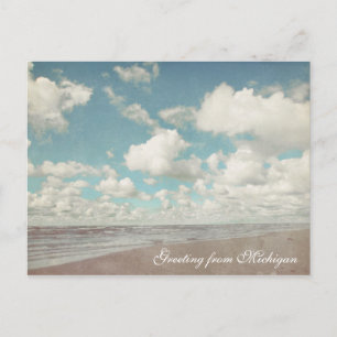 Mooie wolken boven Lake Michigan Beach Briefkaart