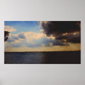Mooie wolken en olieverf in het meer op Canvas Poster (Voorkant)