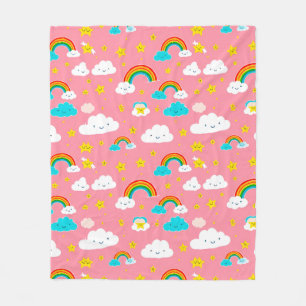 Mooie wolkenpatroon met regenbogen fleece deken