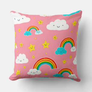 Mooie wolkenpatroon met regenbogen kussen