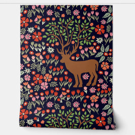 Mooie Woodland Patroon Wildflowers Rendier Behang