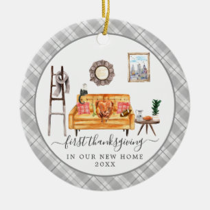 Mooie woonkamer Eerste Thanksgiving in nieuw hui Keramisch Ornament