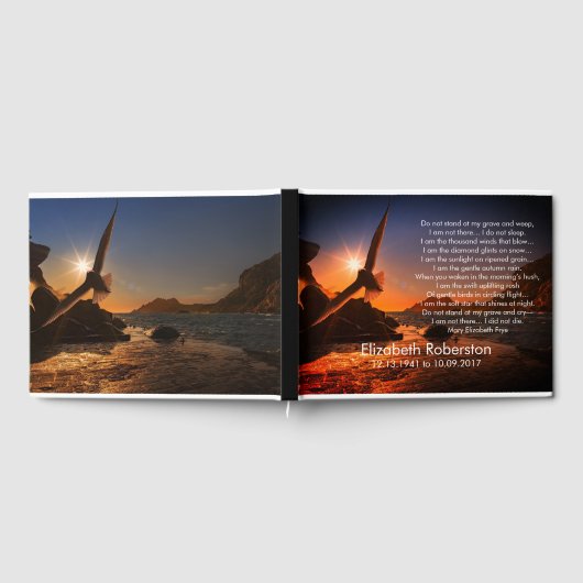 Mooie woorden op zonsondergang "Weep niet" Gastenboek (Volledig)