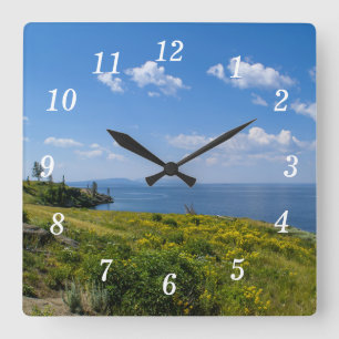Mooie Yellowstone Lake Wall Clock Vierkante Klok