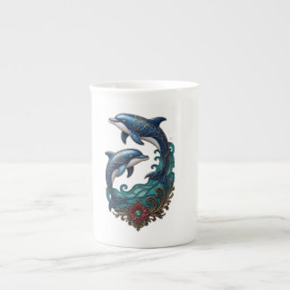 Mooie Yin Yang Dolfijnen Keramische Koffiemok Porselein Kop