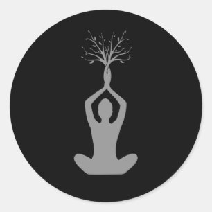Mooie Yoga Natuur Boeddhisme Spirituele boom Ronde Sticker