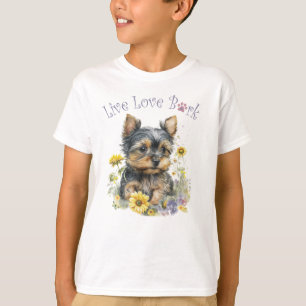 Mooie Yorkie-hond bloemig T-shirt