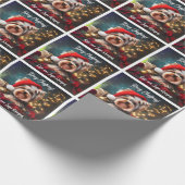 Mooie Yorkshire Terrier met Santa Hat Cadeaupapier (Hoek)