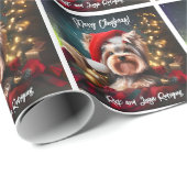 Mooie Yorkshire Terrier met Santa Hat Cadeaupapier (Rol Hoek)