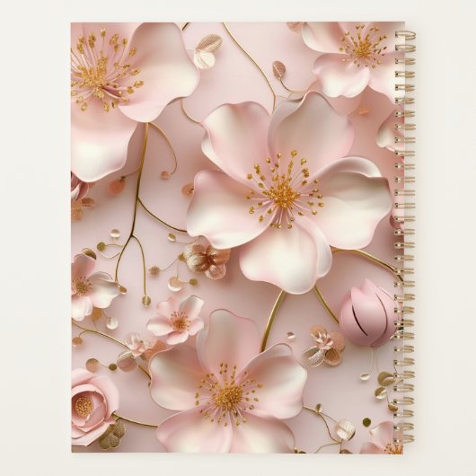Mooie zachte roze pastel bloemen planner (Achterkant)