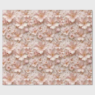 Mooie zachte roze pastelbloem cadeaupapier