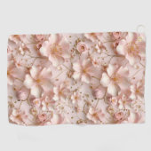 Mooie zachte roze pastelbloem golfhanddoek (Horizontaal)