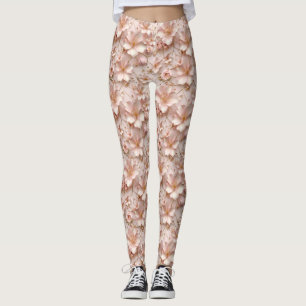 Mooie zachte roze pastelbloem leggings