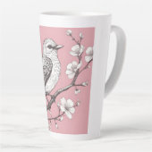 Mooie zangvogelillustratie latte mok (Rechterhoek)