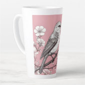 Mooie zangvogelillustratie latte mok (Linkerhoek)