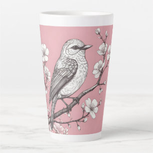 Mooie zangvogelillustratie latte mok