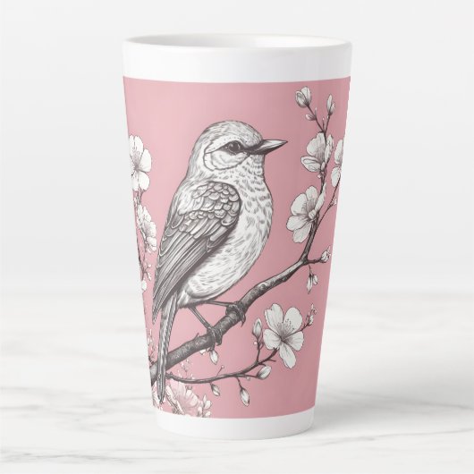 Mooie zangvogelillustratie latte mok (Voorkant)
