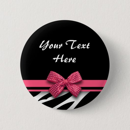 mooie zebra roze boegknop ronde button 5,7 cm (Voorkant)