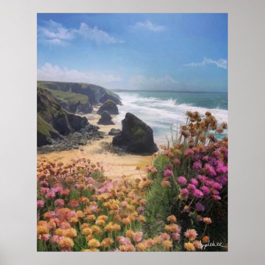 Mooie zee- en cliff-achtergrond voor videogesprekk poster (Voorkant)