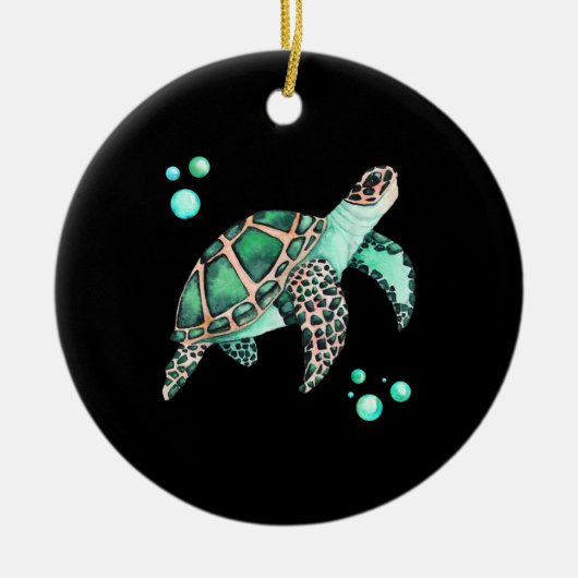 Mooie Zee Turtle Waterverf Keramisch Ornament (Voorkant)